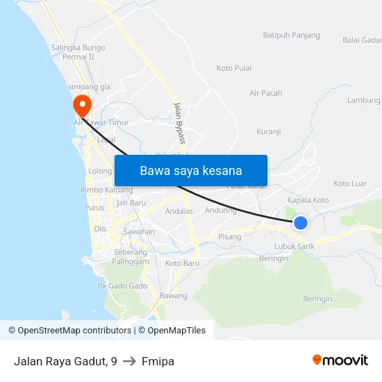 Jalan Raya Gadut, 9 to Fmipa map