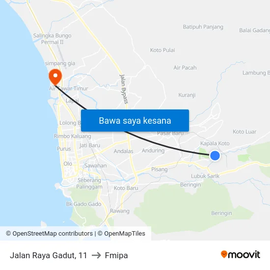 Jalan Raya Gadut, 11 to Fmipa map