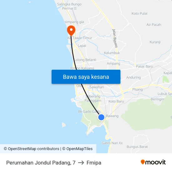 Perumahan Jondul Padang, 7 to Fmipa map