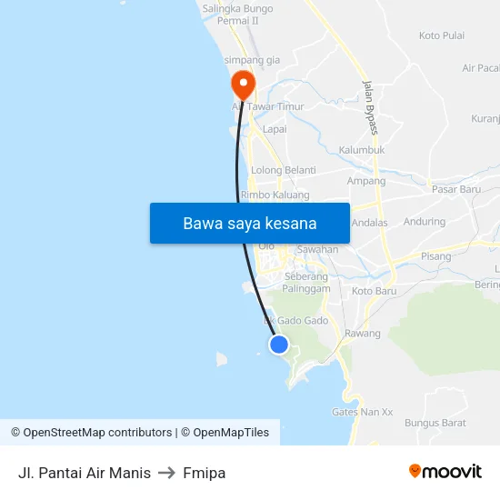 Jl. Pantai Air Manis to Fmipa map