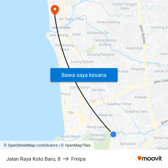 Jalan Raya Koto Baru, 8 to Fmipa map