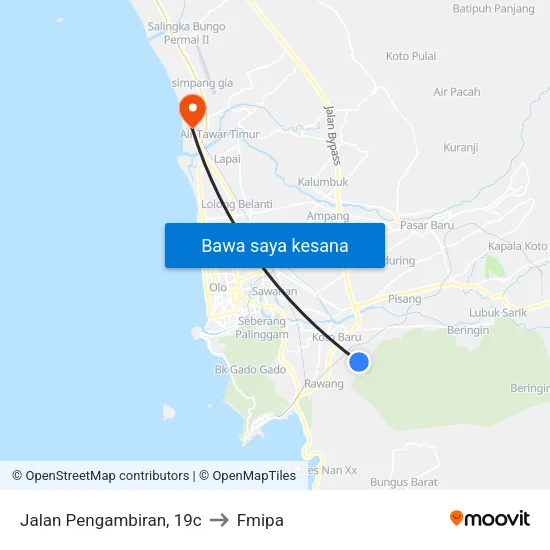 Jalan Pengambiran, 19c to Fmipa map