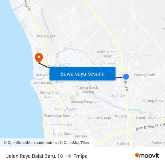 Jalan Raya Balai Baru, 18 to Fmipa map