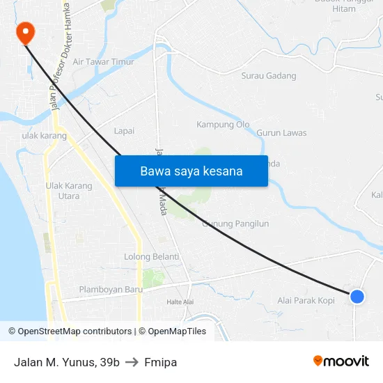Jalan M. Yunus, 39b to Fmipa map
