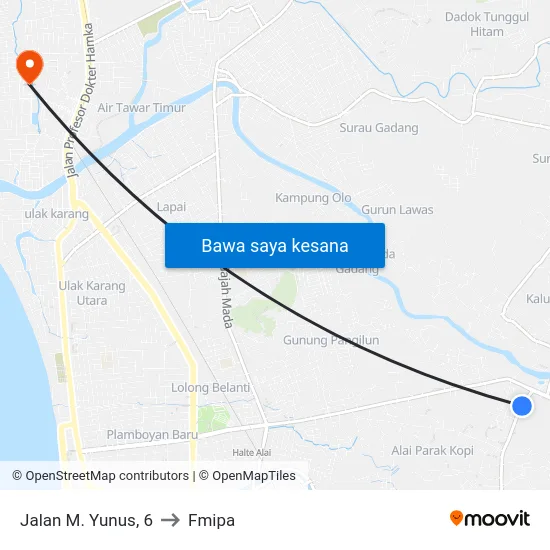 Jalan M. Yunus, 6 to Fmipa map