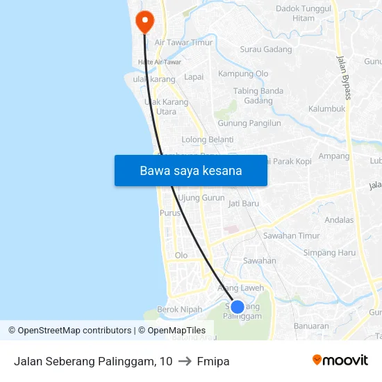 Jalan Seberang Palinggam, 10 to Fmipa map