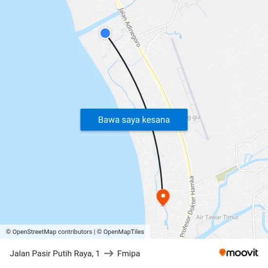Jalan Pasir Putih Raya, 1 to Fmipa map