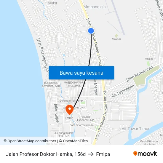 Jalan Profesor Doktor Hamka, 156d to Fmipa map