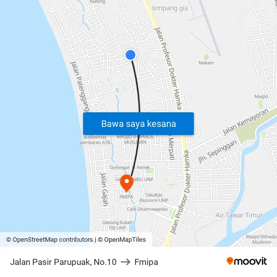 Jalan Pasir Parupuak, No.10 to Fmipa map