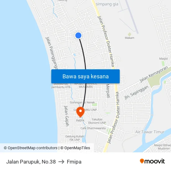 Jalan Parupuk, No.38 to Fmipa map