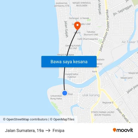Jalan Sumatera, 19a to Fmipa map