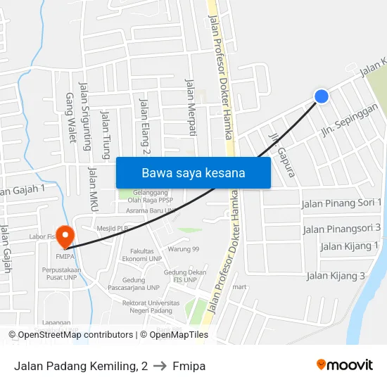 Jalan Padang Kemiling, 2 to Fmipa map