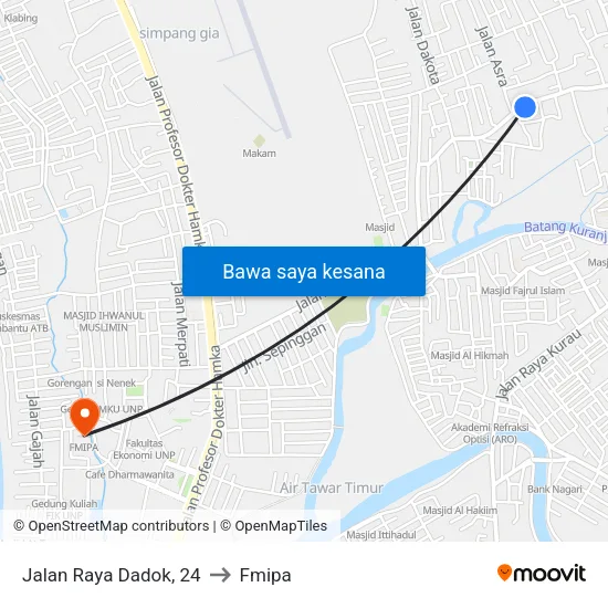 Jalan Raya Dadok, 24 to Fmipa map