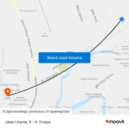 Jalan Utama, 4 to Fmipa map