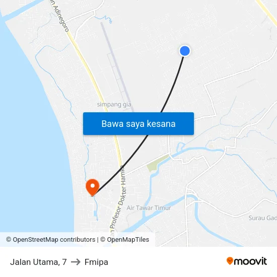 Jalan Utama, 7 to Fmipa map