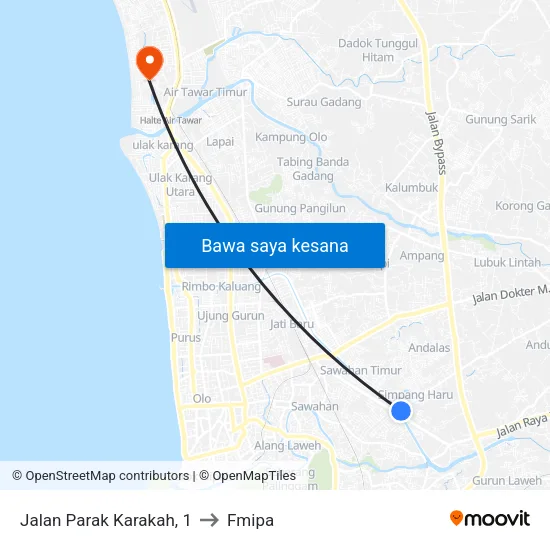 Jalan Parak Karakah, 1 to Fmipa map