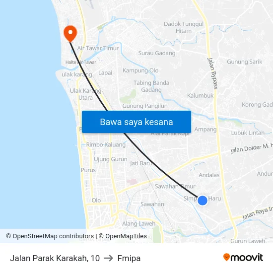 Jalan Parak Karakah, 10 to Fmipa map