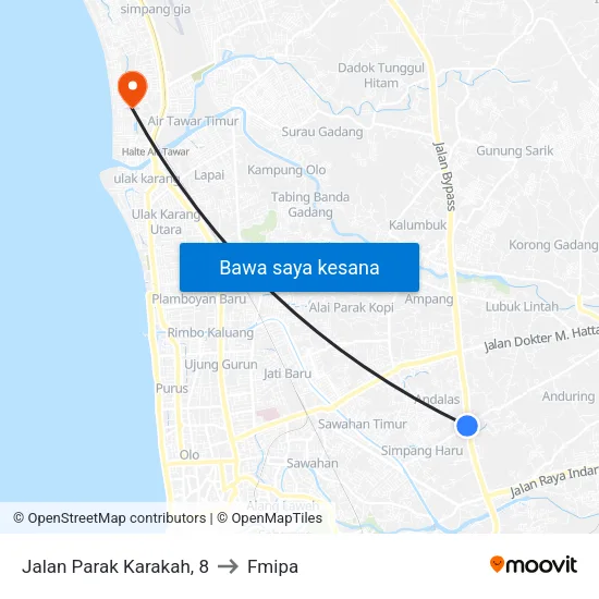 Jalan Parak Karakah, 8 to Fmipa map