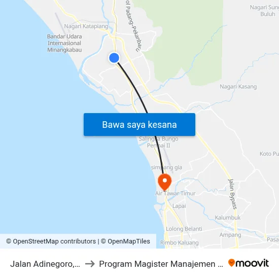 Jalan Adinegoro, 17 to Program Magister Manajemen Unp map