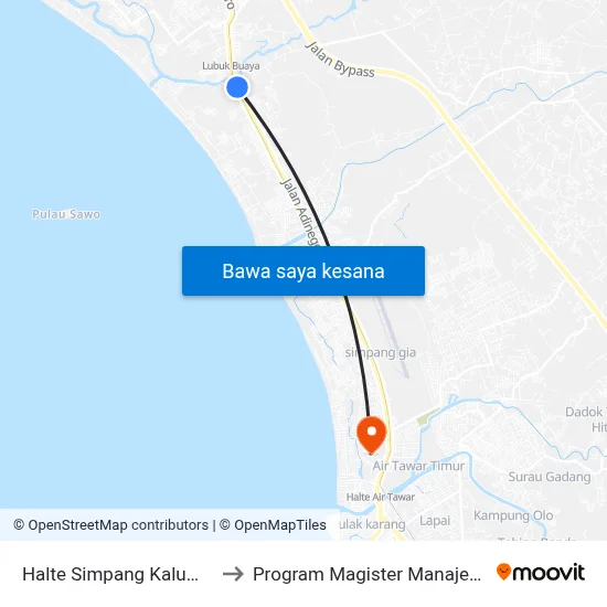 Halte Simpang Kalumpang 2 to Program Magister Manajemen Unp map