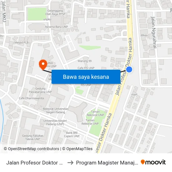 Jalan Profesor Doktor Hamka, 2a to Program Magister Manajemen Unp map