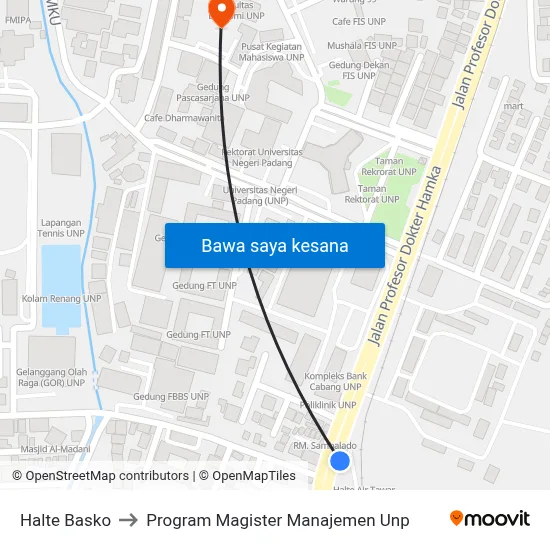 Halte Basko to Program Magister Manajemen Unp map