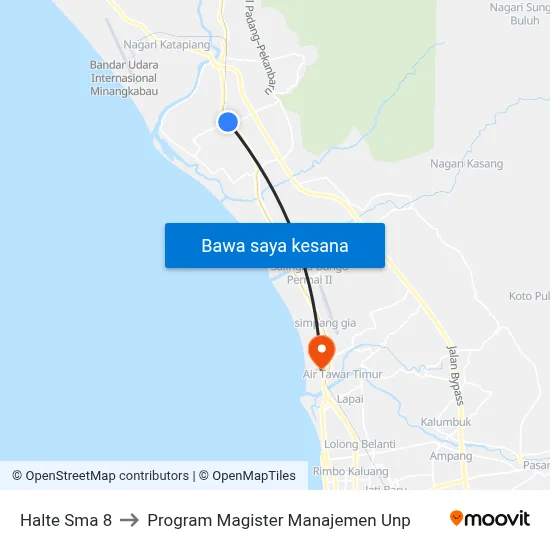 Halte Sma 8 to Program Magister Manajemen Unp map