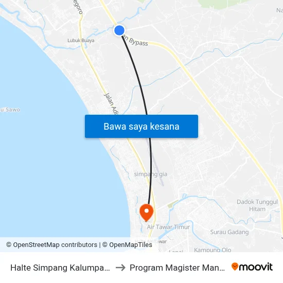 Halte Simpang Kalumpang by Pass I to Program Magister Manajemen Unp map