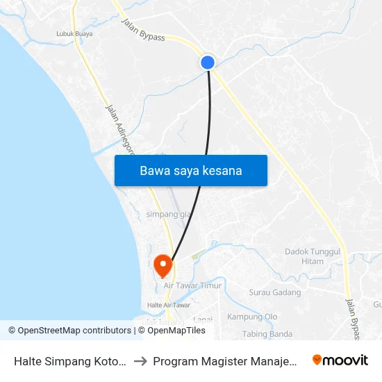 Halte Simpang Koto Tuo II to Program Magister Manajemen Unp map