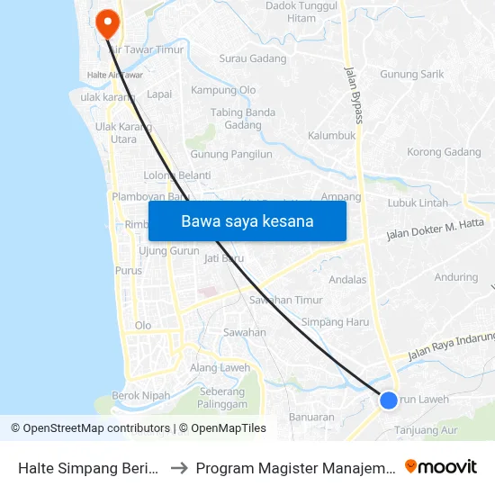 Halte Simpang Beringin II to Program Magister Manajemen Unp map