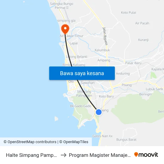 Halte Simpang Pampangan II to Program Magister Manajemen Unp map