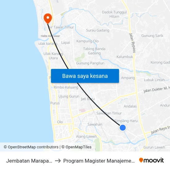 Jembatan Marapalam to Program Magister Manajemen Unp map