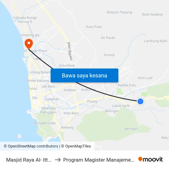 Masjid Raya Al- Ittihad to Program Magister Manajemen Unp map