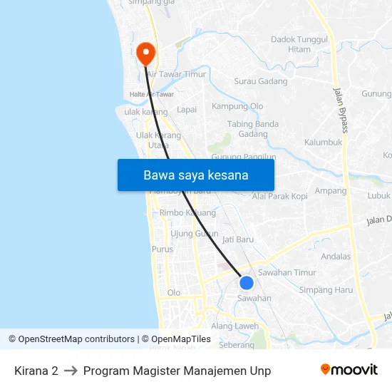Kirana 2 to Program Magister Manajemen Unp map
