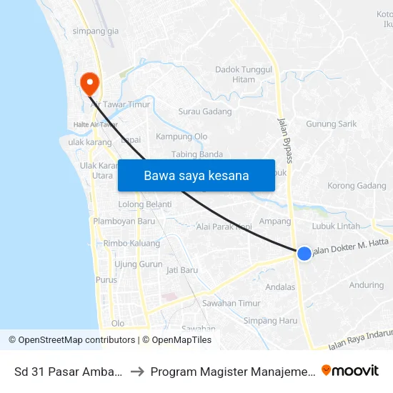 Sd 31 Pasar Ambacang to Program Magister Manajemen Unp map