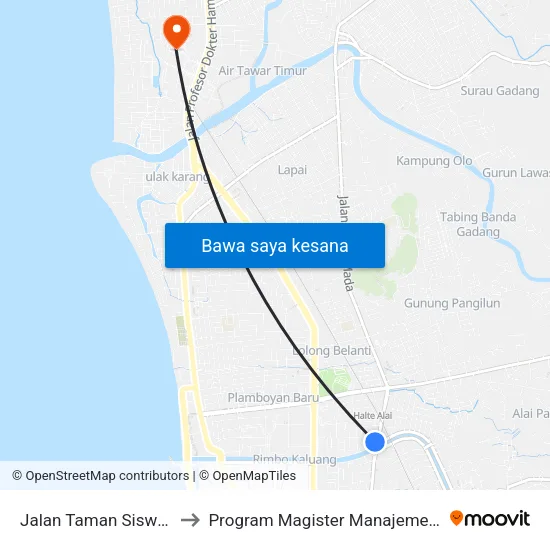 Jalan Taman Siswa, 15 to Program Magister Manajemen Unp map