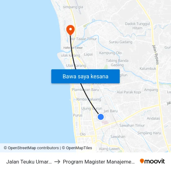 Jalan Teuku Umar, 51 to Program Magister Manajemen Unp map