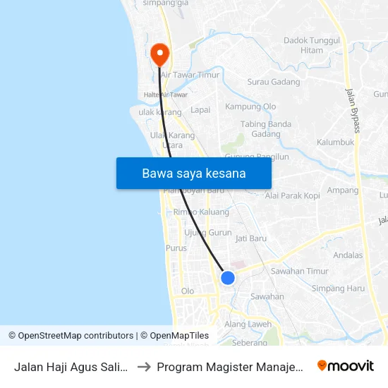 Jalan Haji Agus Salim, 19a to Program Magister Manajemen Unp map