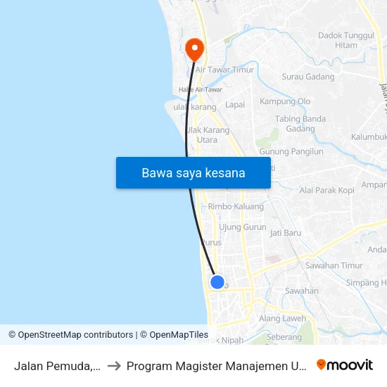 Jalan Pemuda, 2 to Program Magister Manajemen Unp map