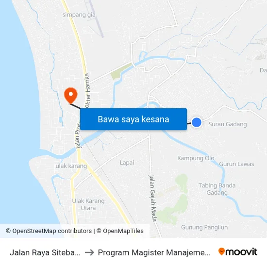 Jalan Raya Siteba, 35 to Program Magister Manajemen Unp map