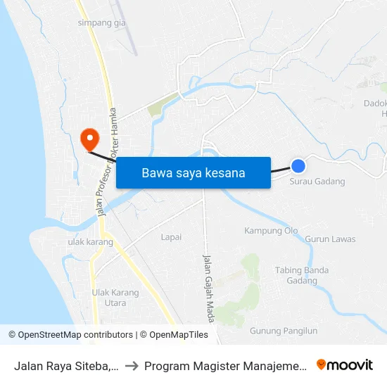 Jalan Raya Siteba, 10f to Program Magister Manajemen Unp map