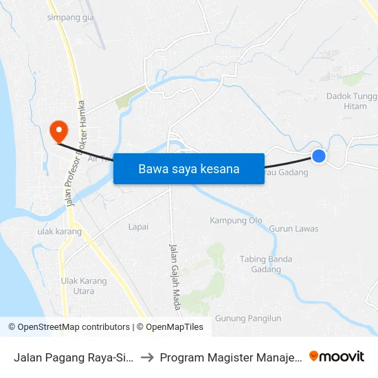 Jalan Pagang Raya-Siteba, 70 to Program Magister Manajemen Unp map