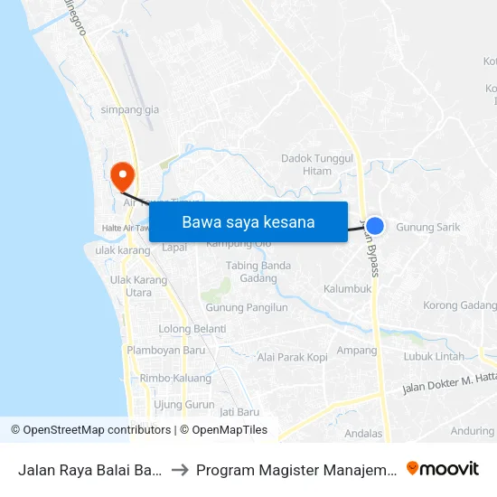Jalan Raya Balai Baru, 24 to Program Magister Manajemen Unp map