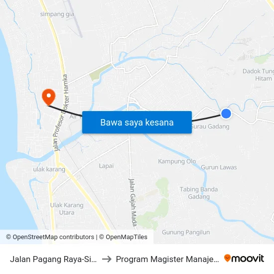 Jalan Pagang Raya-Siteba, 42 to Program Magister Manajemen Unp map