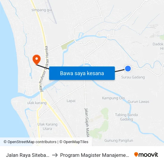 Jalan Raya Siteba, 51 to Program Magister Manajemen Unp map