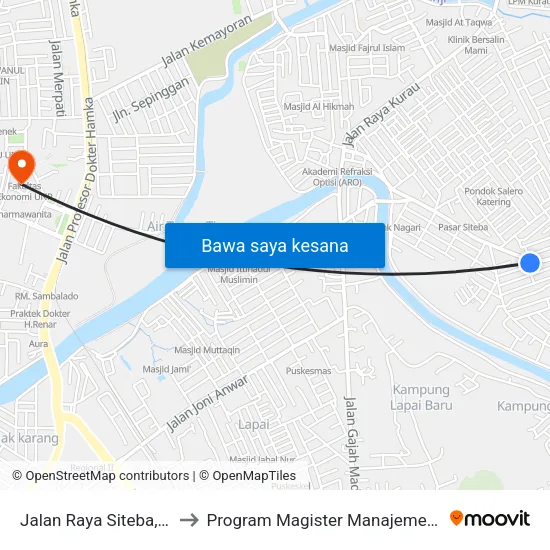 Jalan Raya Siteba, 23c to Program Magister Manajemen Unp map