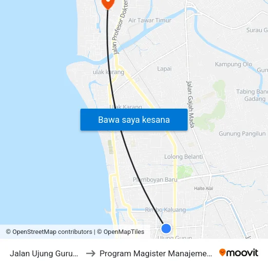 Jalan Ujung Gurun, 51 to Program Magister Manajemen Unp map