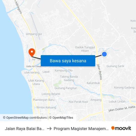 Jalan Raya Balai Baru, 40 to Program Magister Manajemen Unp map