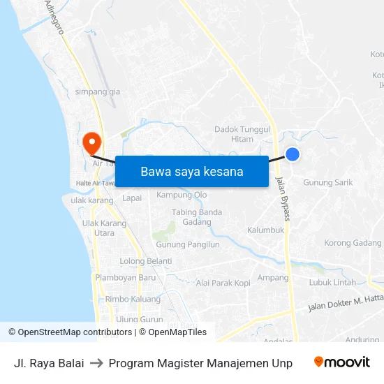 Jl. Raya Balai to Program Magister Manajemen Unp map