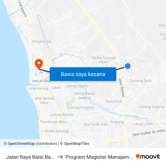 Jalan Raya Balai Baru, 40 to Program Magister Manajemen Unp map